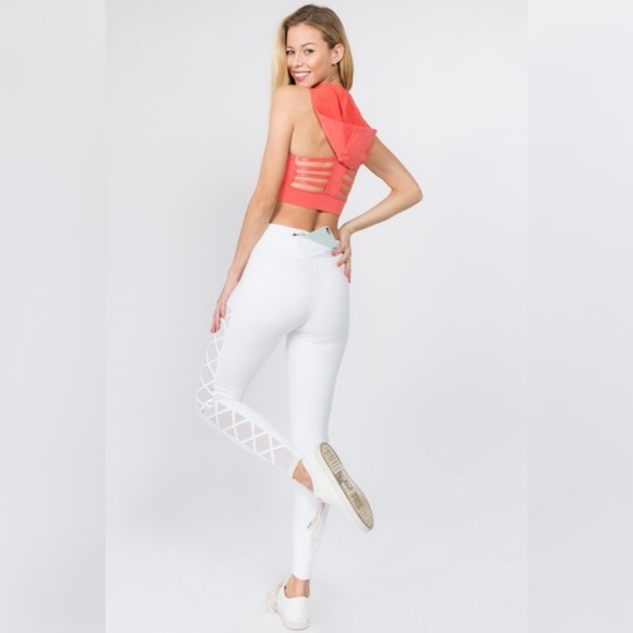 NEW Side Lace Up Mesh Workout Leggings - Picture 4 of 8